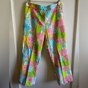 Vintage Lilly Pulitzer Summer Patchwork Cropped Pants SZ 8
